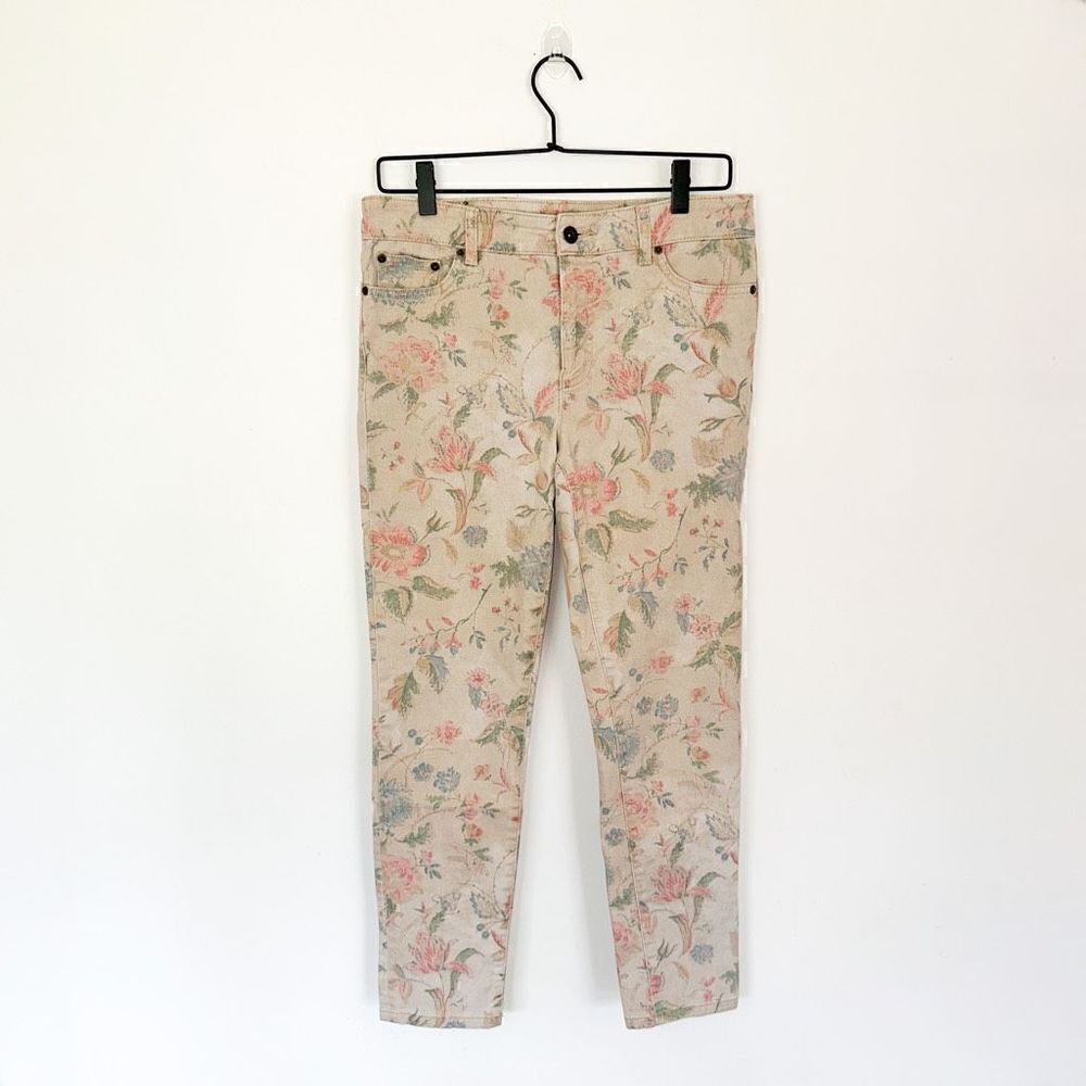 Lauren Ralph Lauren women’s tan Victorian floral print skinny jean